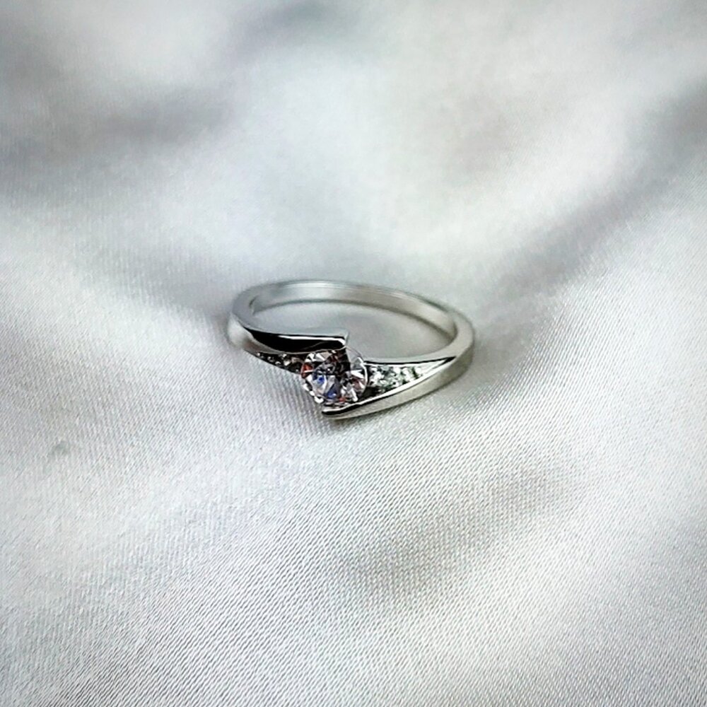 Sterling Silver Crystal Bridal Ring